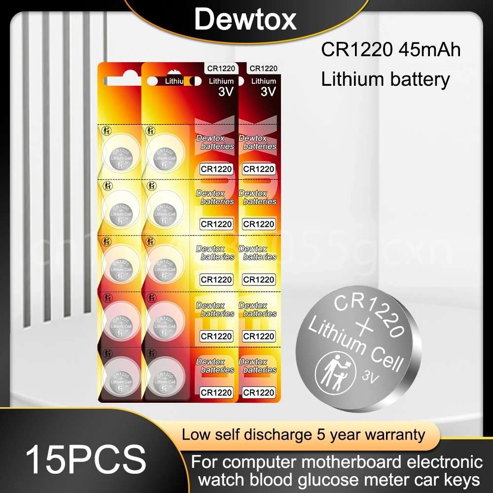 15 шт. CR1220 DL1220 ECR1220 45 мАч кнопочные батареи для монет 3 В литиевая батарея для автомобильного пульта дистанционного управления электрический пульт дистанционного управления