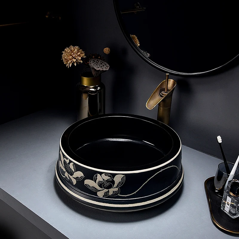 

Китайская глазурованная художественная столешница, керамические раковины для ванной комнаты, раковина, фарфоровая винтажная раковина