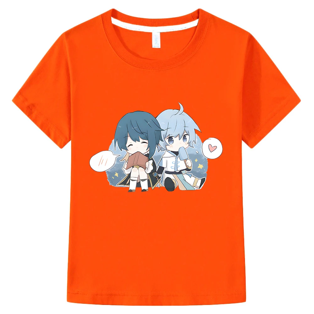 

Детская футболка Genshin Impact, Детская футболка Chongyun Qiuxing с рисунком игры Kawaii для девочек, 100% хлопок, футболка с графическим рисунком для мальчик...