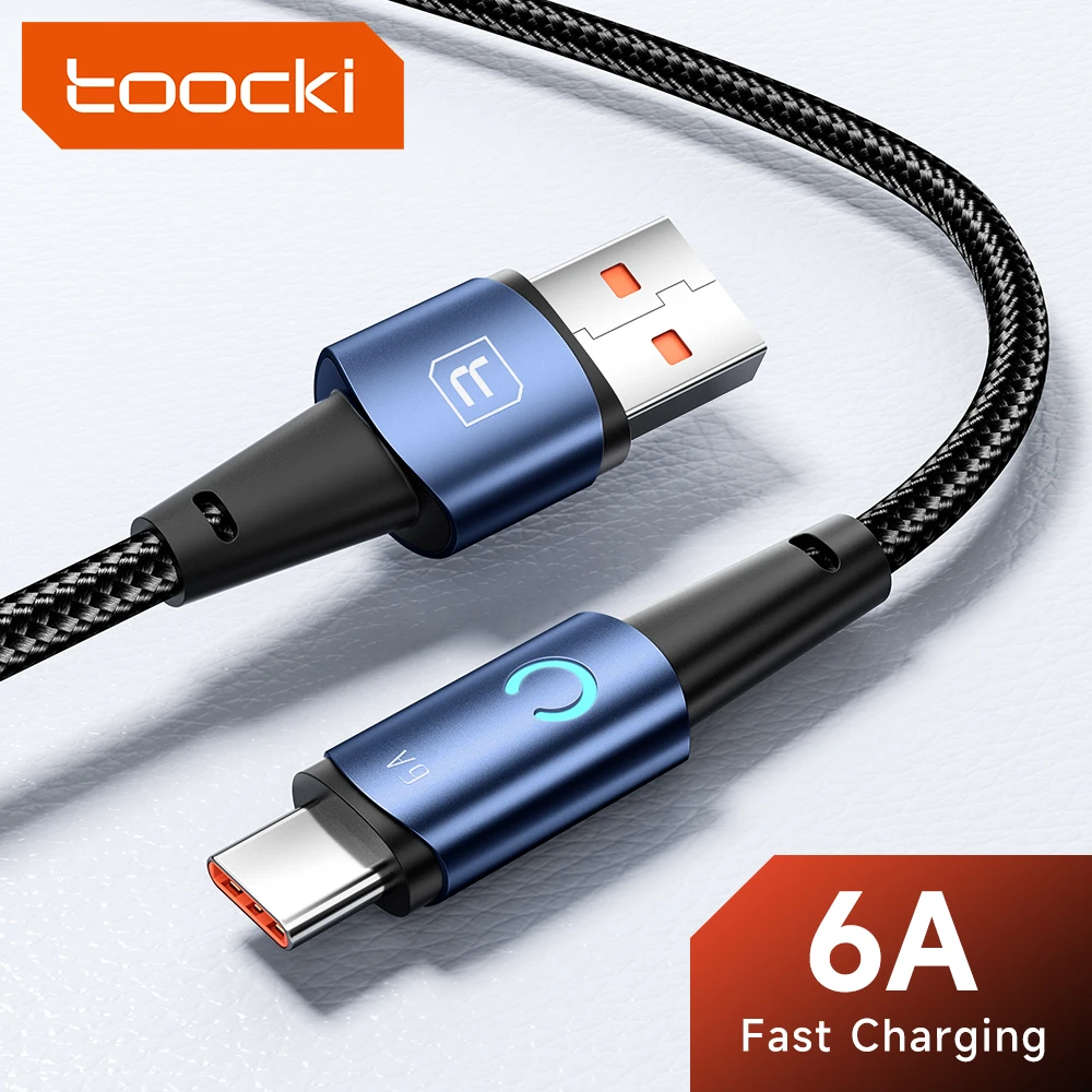

Toocki LED USB Type C Cable 6A For Xiaomi Redmi Realme POCO Fast Charging Wire Cord USB-C Charger Mobile Phone USBC Type-C Cable
