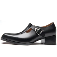 nice eu size new design mens square toe buckle strap heels business man formal dress oxfords wedding party shoes 5 cm
