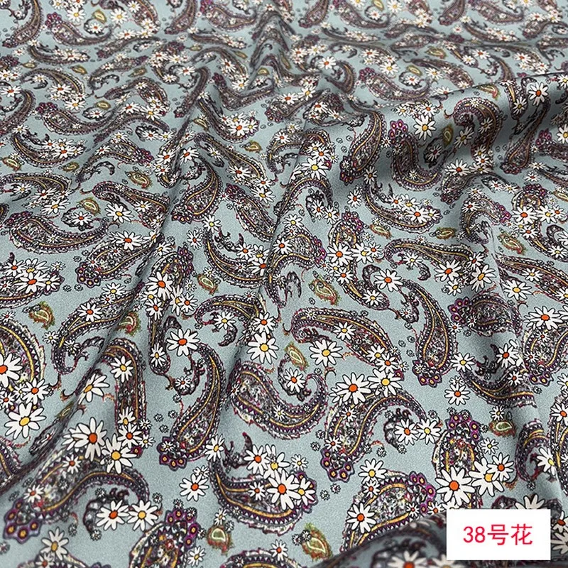 

vintage Floral Printed 19momme Stretch Silk Satin Fabric MulberrySilk