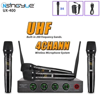 4 channel wireless microphone system 60m distance 200 frequency points uhf handheld dynamic microphone for karaoke party meeting