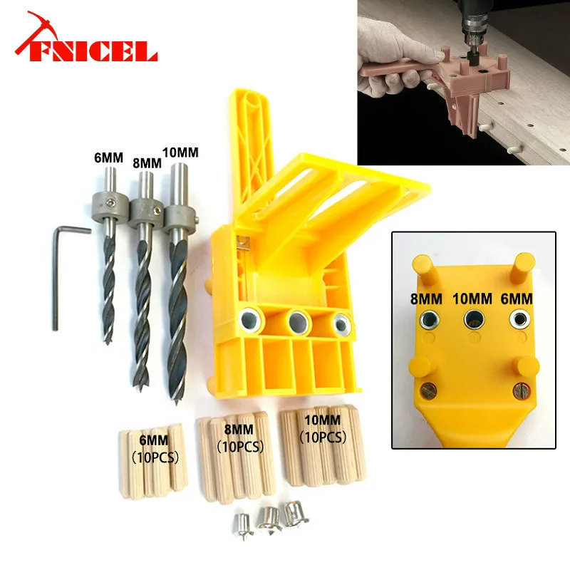 

41pcs/set Drill Guide Kit Dowel Bit Set Jig 6mm 8mm 10mm E,L,T Joints Alignment Pins Doweling Hole Saw Tools