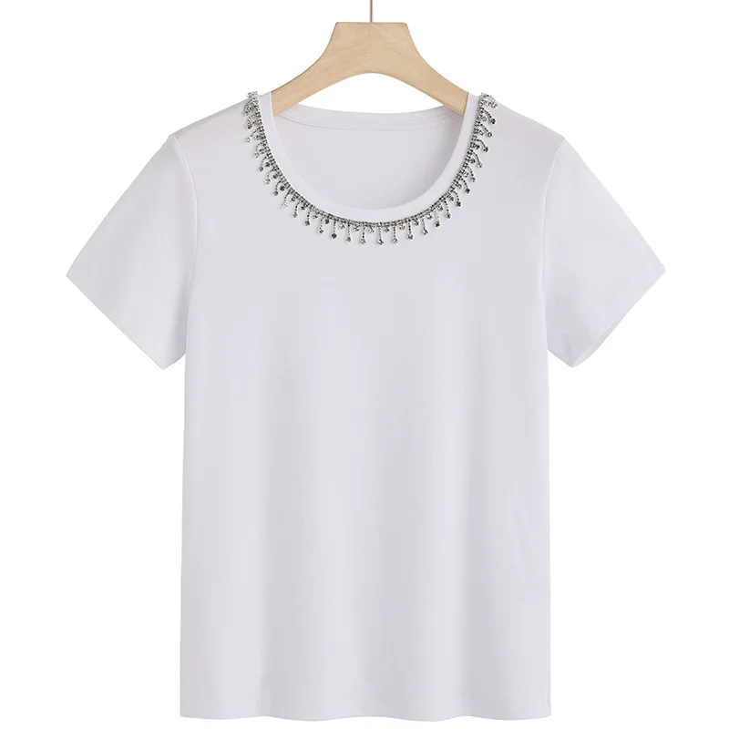 

Летняя женская футболка с коротким рукавом для беременных женщин 2021 Новинка темпераментная белая футболка с круглым вырезом