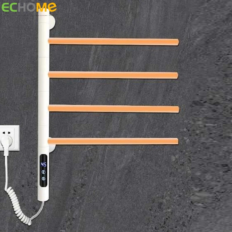 

049HOME 180°Rotating Towel Warmers Punch-Free Stainless Steel WIFI Electric Towel Rack Heating Dryer Rack Bathroom Accessories