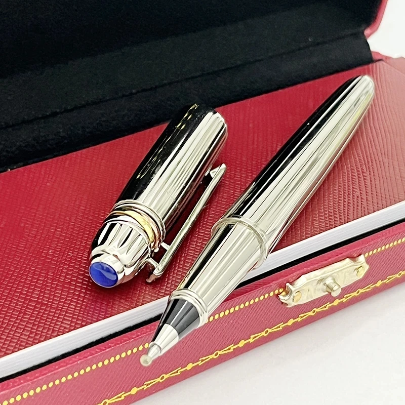 

Pen Stationery Ballpoint Signature Silver Luxury With Blue Pens Comfortable Classic Metal Drill Writing
