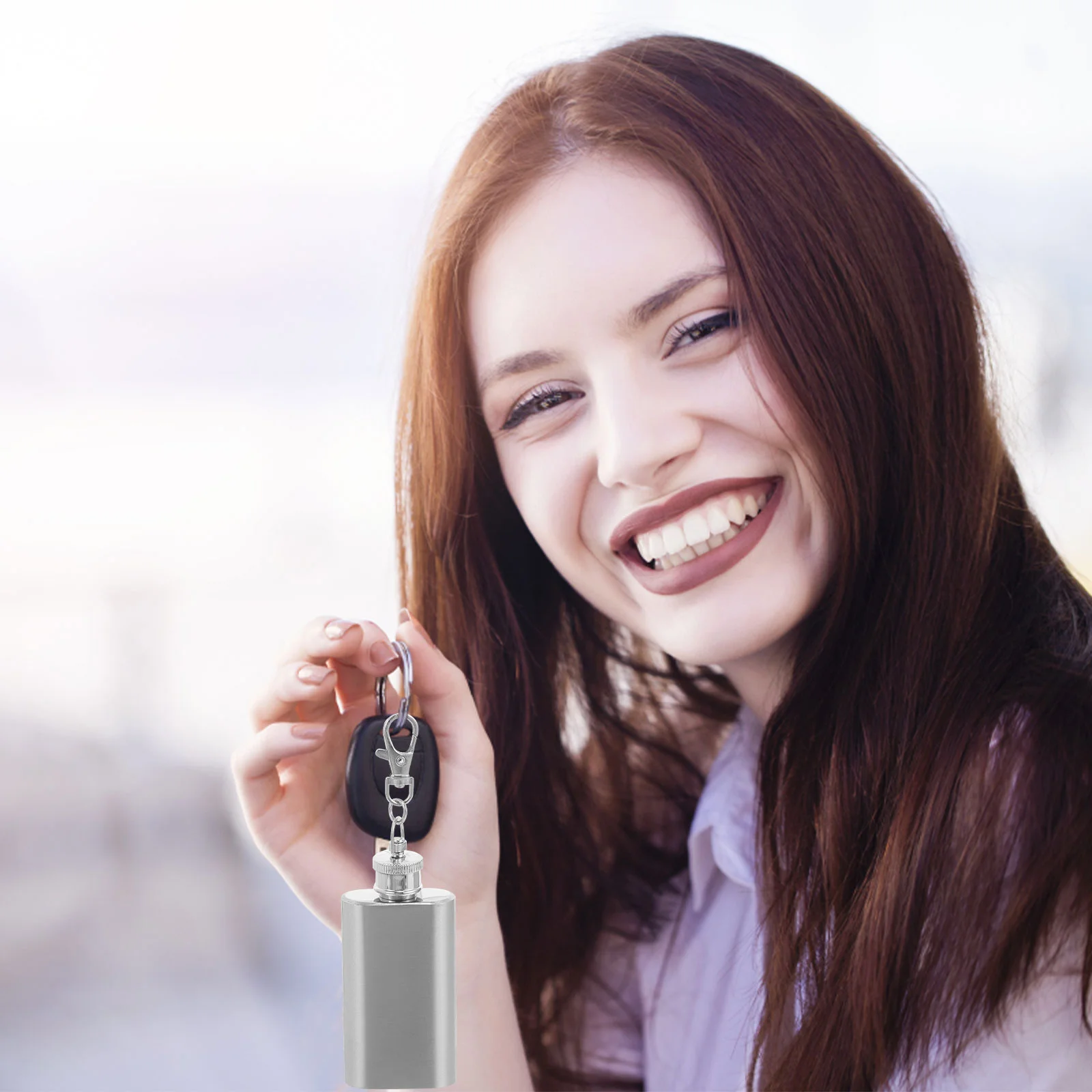 2-уровневая походная фляжка с плоской крышкой кувшин брелком из нержавеющей