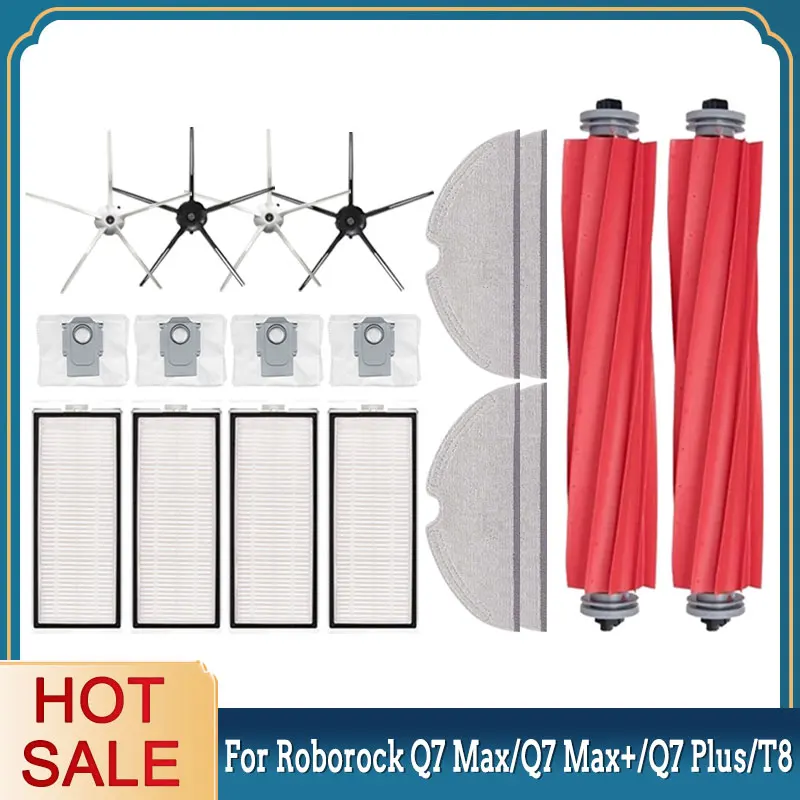 

Запчасти для робота-пылесоса Xiaomi Roborock Q7 Max,Q7 Max +,Q7 Plus,T8, Hepa фильтр, основная боковая щетка, Швабра, тканевый мешок для пыли