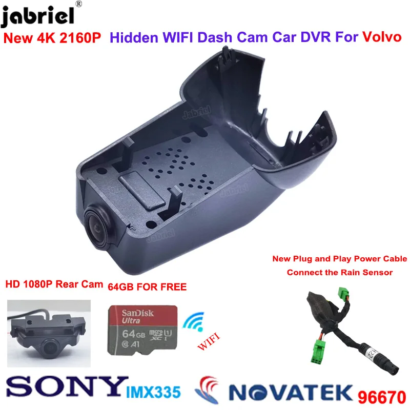 

2160P 4K 2K Wifi Car Dvr Dash Cam Front and Rear Camera For Volvo XC60 2021 2022 For Volvo V90 2021 2022 For Volvo S90 2021 2022