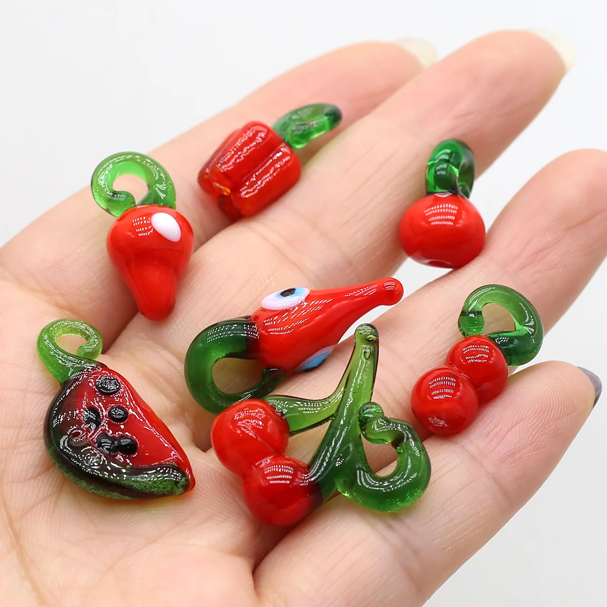 

Fine Cartoon Glass Pendants Reiki Healing Cute Pepper Shape Charms for Jewelry Making Diy Women Necklace Earring Gifts