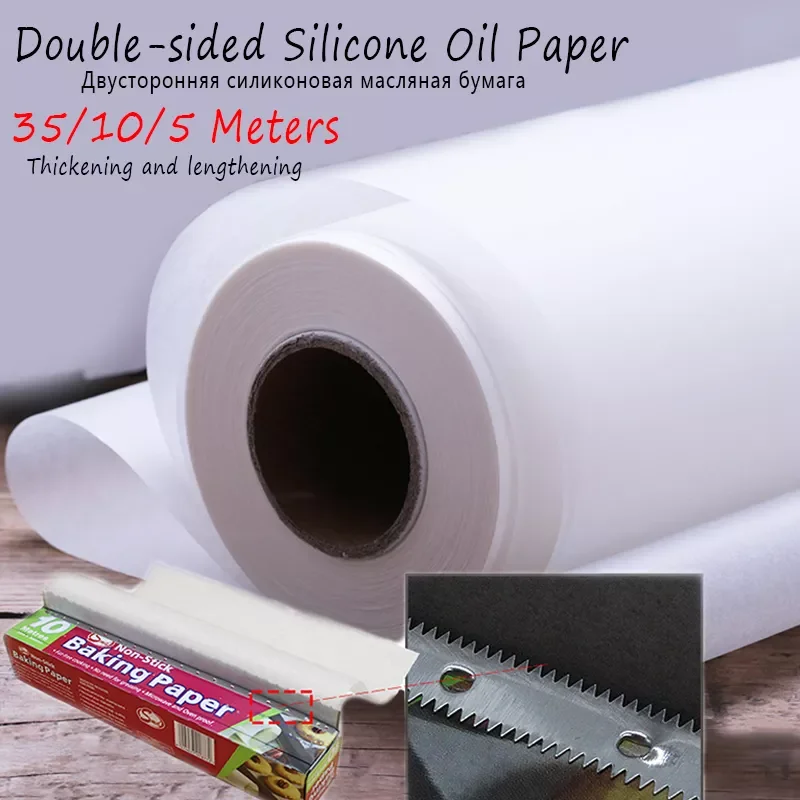 

35/10/5M Baking Paper Barbecue Double-sided Silicone Oil Paper Parchment Rectangle Oven Oil Paper Baking Sheets Bakery BBQ Party