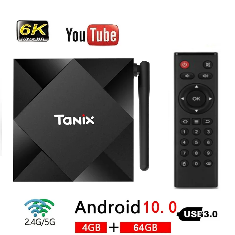 

ТВ-приставка Tanix TX6S, Android 10, 4 + 32/64 ГБ, Allwinner H616, 4 ядра, H.265, 4K, 2 + 8 Гб