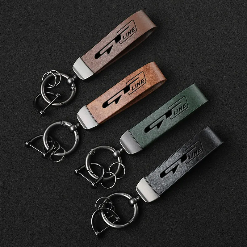 

For kia gt gtline ceed Forte RIO STINGER Seltos K3 KX5 K4 K5 Car Luxury Genuine Leather Keychain Car Key Ring Holder Jewelry Cus