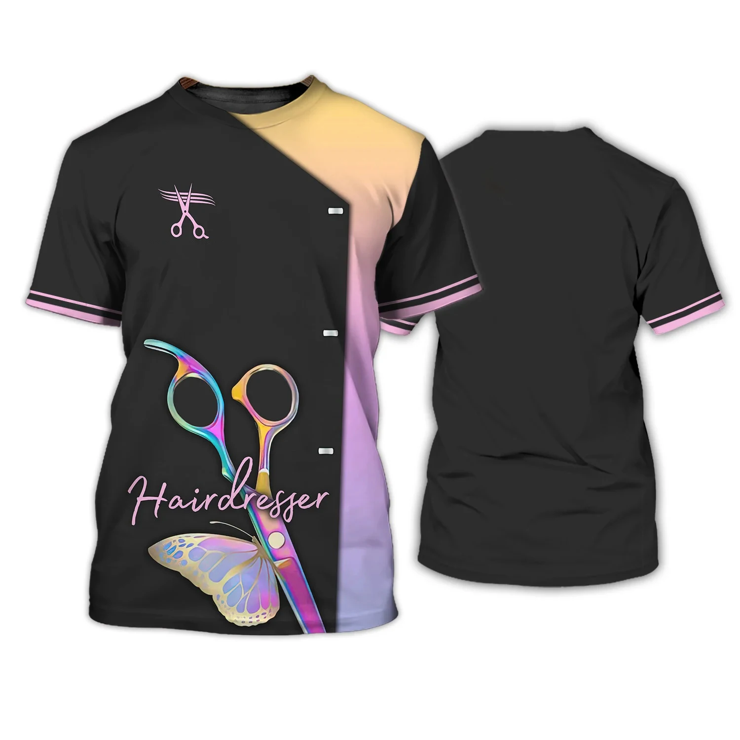 

Новинка 2022, рубашка для парикмахерской, женская футболка с 3D принтом, Настраиваемые топы с коротким рукавом, женская повседневная одежда ов...