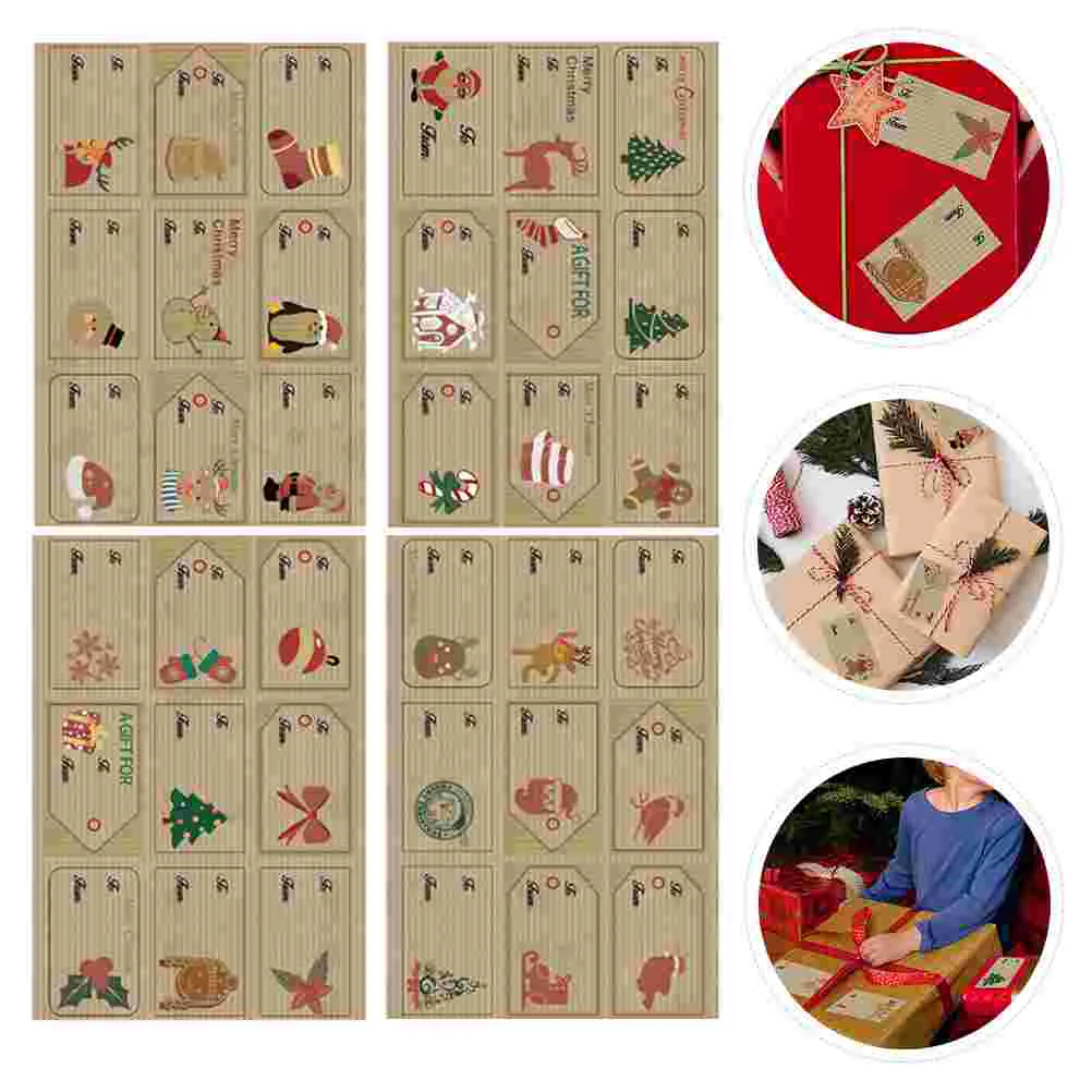 

Christmas Stickers Gift Tags Labels Adhesiveholiday Sticker Wrapping Kraft Self Present Diy Packageand From Decorative Name
