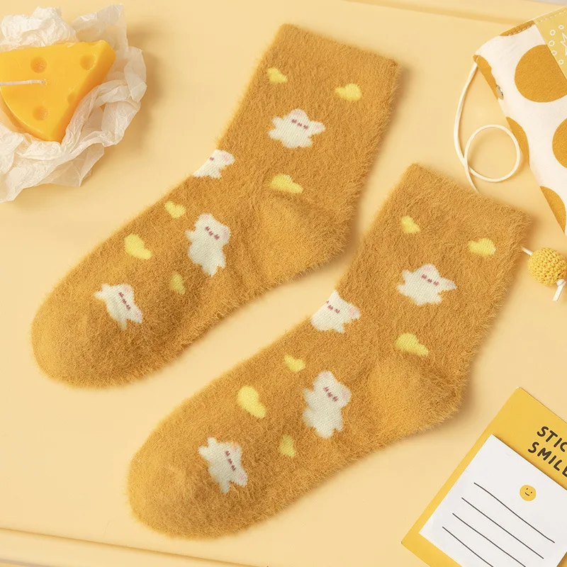 Women Warm Thick Socks Quality Warm Fluffy Winter Socks Women Cute Woolen Socks Girls Thicken Warm Home Medium Stockings