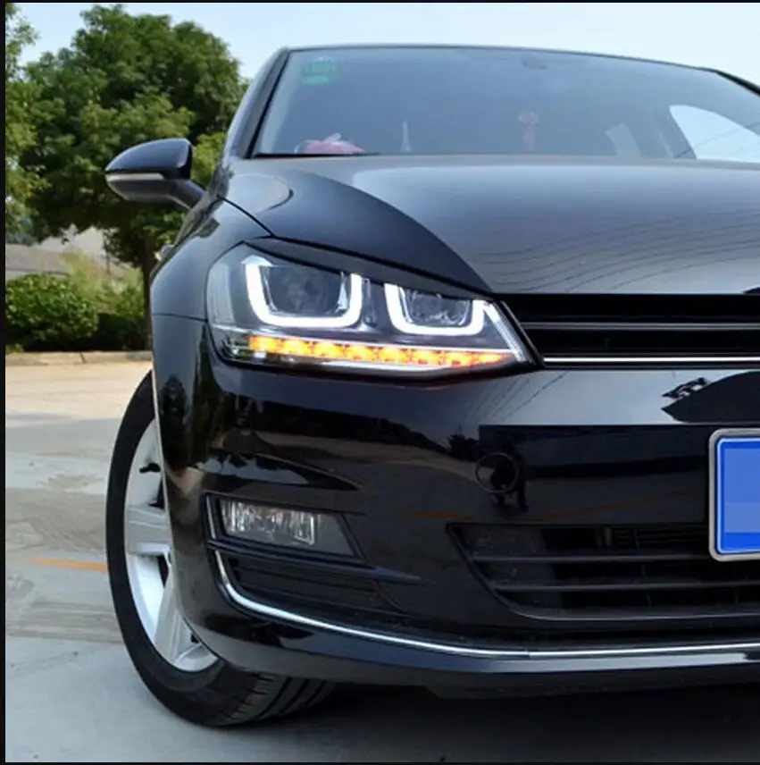 2Pcs Black Headlight Eyebrow Eyelids Cover Trim For VW Golf 7 VII GTI GTD GTE R MK7 2012 2013 2014 2015 2017 2018 2019 2020 images - 6