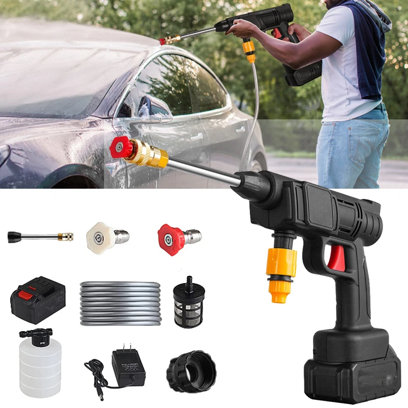 

60Bar 300W Cordless High Pressure Car Washer Rechargeable Car Washing Foam Machine Cleaner Electric Water Gun Adjustable Nozzle