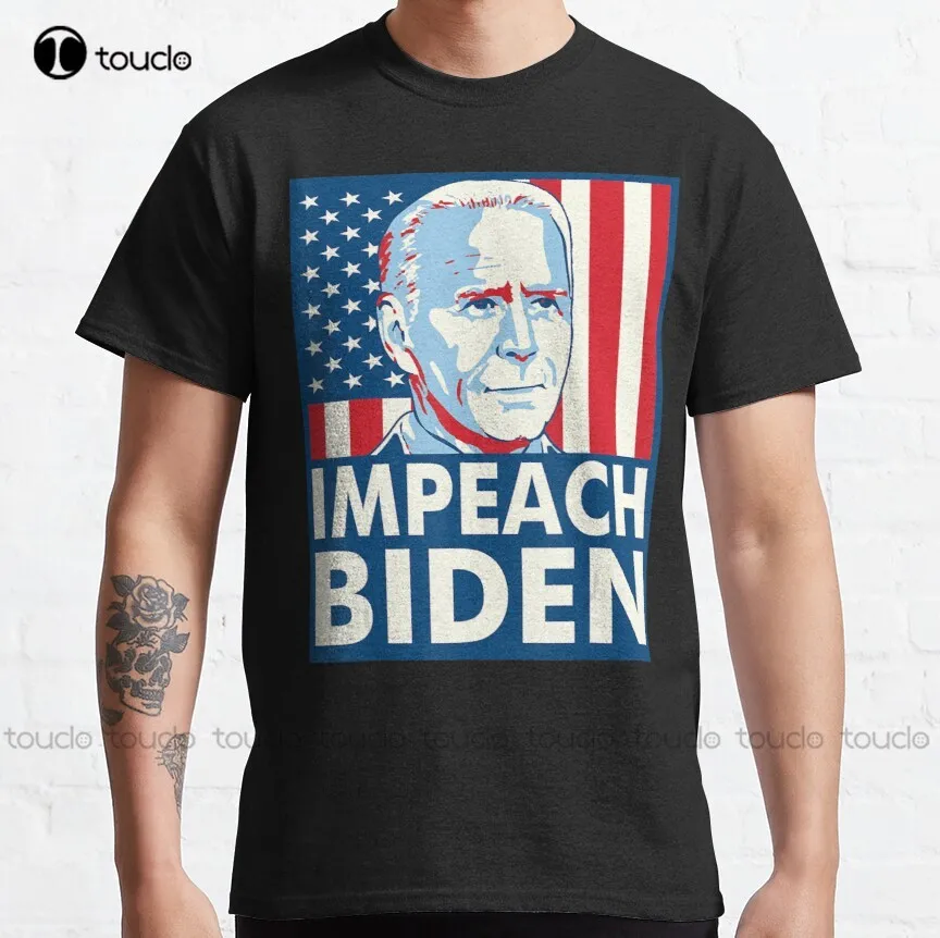 

American Flag Impeach Biden Classic T-Shirt Hiking Shirt Cotton Outdoor Simple Vintag Casual T-Shirt Gd Hip Hop Xs-5Xl Unisex