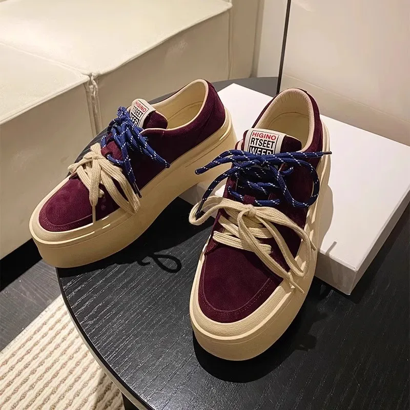 Туфли на толстой подошве весну и осень 2023 года новые двухцветные туфли шнуровке