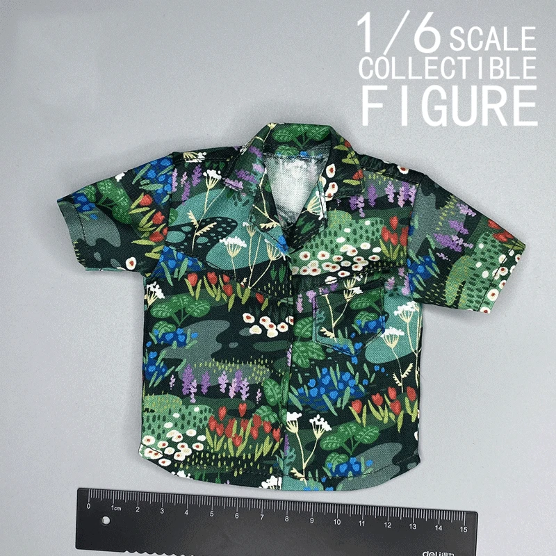 

1/6th Sodier Clothes Trendy Loose Hawaiian Style Short Sleeve Shirt for 12''Male