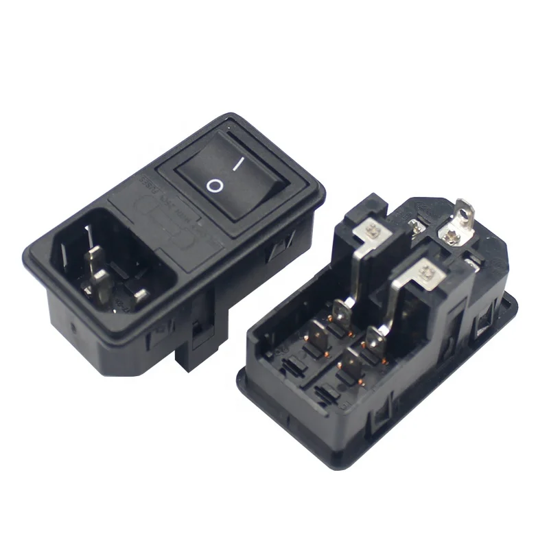

With 10A Fuse! Red Rocker Switch Fused IEC320 C14 Inlet Power Socket Fuse Switch Connector Plug Connector Black
