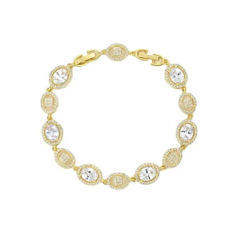 

Europe and the United States popular hip-hop jewellery zircon bracelet light luxury electroplating with diamonds female models t