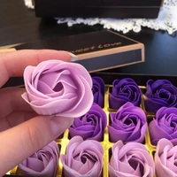 18pcs 3colors simulation rose soap artificial flower petal face gift box girl women facial bath wedding birthday valentines day