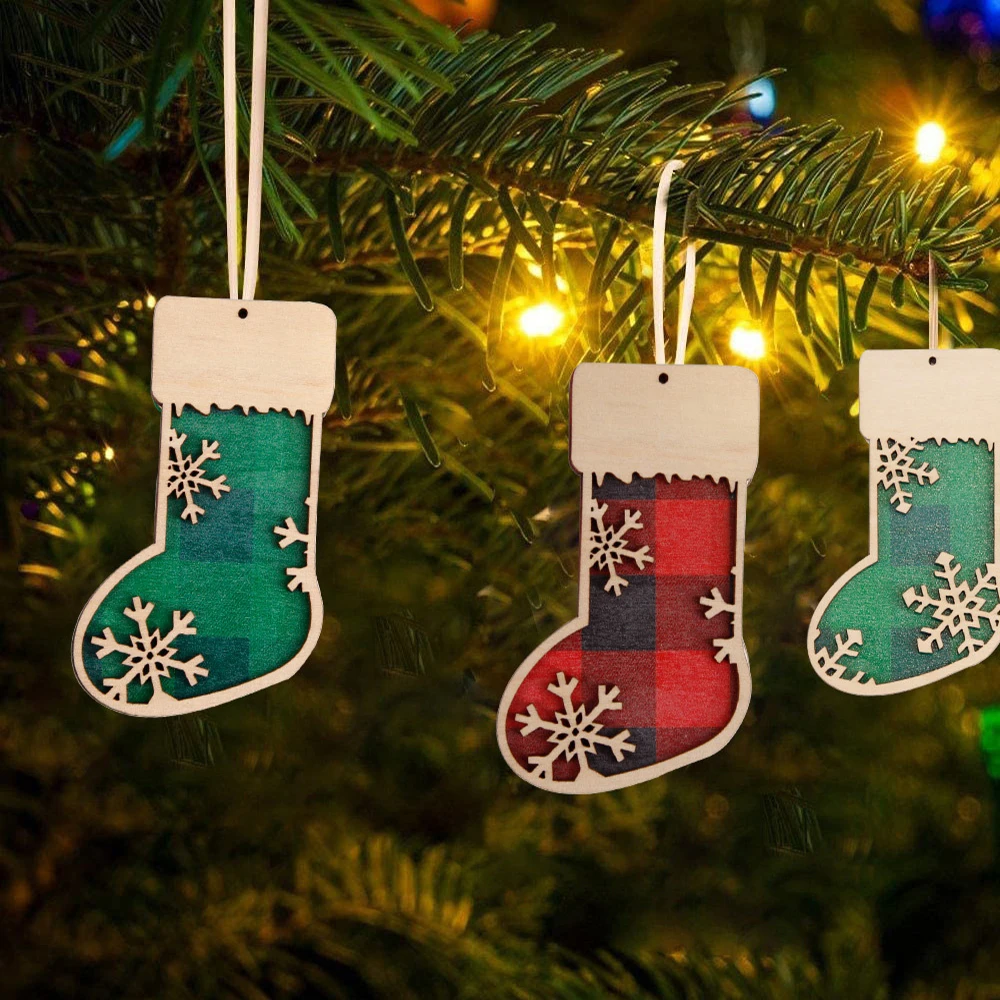 Новый рождественский деревянный кулон для торгового центра украшение окон в