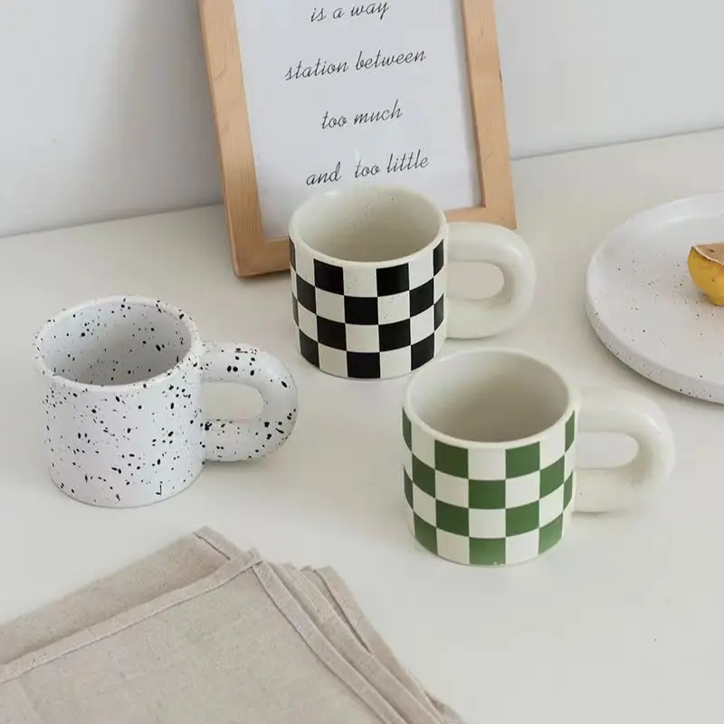 

Simple Design Ink Dots Thick Handle Ceramics Mugs coffee mug Milk Tea office Cups Drinkware the Best birthday Gift for Friends