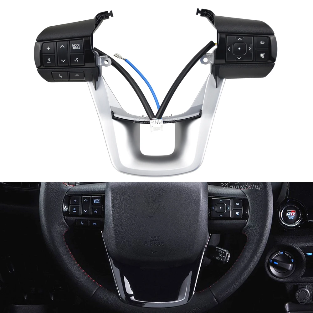 

New Steering Wheel Volume Sound Switch Cruise Control Button For Toyota Hilux Revo Rocco Fortuner 2015-2020 Car Accessories