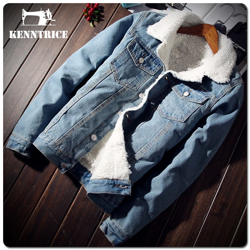 Kenntrice Wool Denim Jackets Men'S Winter Clothing Cold Men's Jeans Coat Fashion Jacket Casual Fleece Denim Jackets For Men