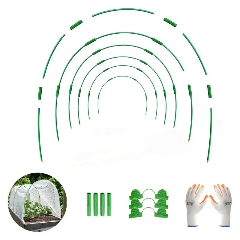 

Greenhouse Hoops Set Garden Folding Fiber Rod With Gloves Greenhouse Seedling Arch Shed Bracket Garden Plant Hoop Grow Tunnel
