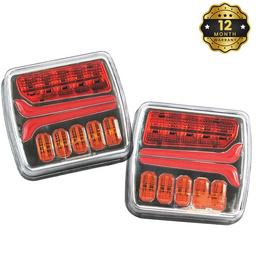 

2 шт. 12 В 24 В квадратный 4-дюймовый светодиодный задний фонарь Licesen Plate указатель поворота струящийся задний фонарь прицепа пикап задний левый правый стоп-сигнал