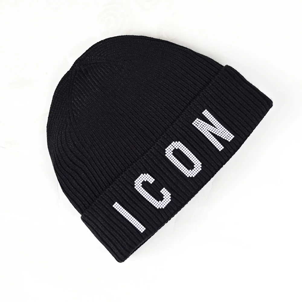 

Wholesale ICON Brand Skull Embroidery Skullies & Beanies Men And Women Outdoor Thickening Ski Sports Knitted Hat Women's Winter