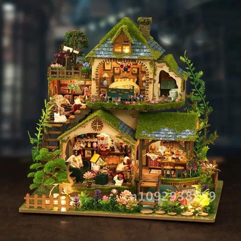 Фото DIY деревянные подарки модель комплект лесные приключения кукла Casa с кукольным домиком Рождественская головоломка миниатюрные домики 3D для друзей мебель №2
