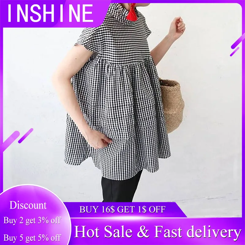 

Рубашка женская оверсайз с узором, модная блузка с коротким рукавом, Повседневная Свободная рубашка средней длины, пуловер, лето