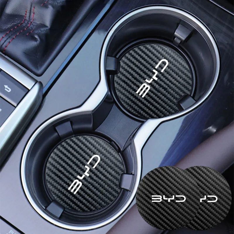For BYD Atto 3 Act Tang F3 E6 Yuan Song Plus EV F0 Qin Han Dolphin S6 Car Logo Coaster Water Cup Bottle Holder Mat Anti-Slip Pad