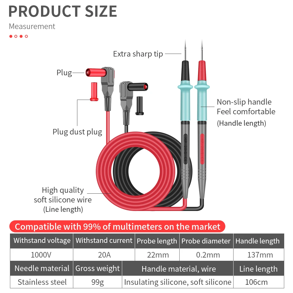 

LUXIANZI Провода для мультиметра 1000В