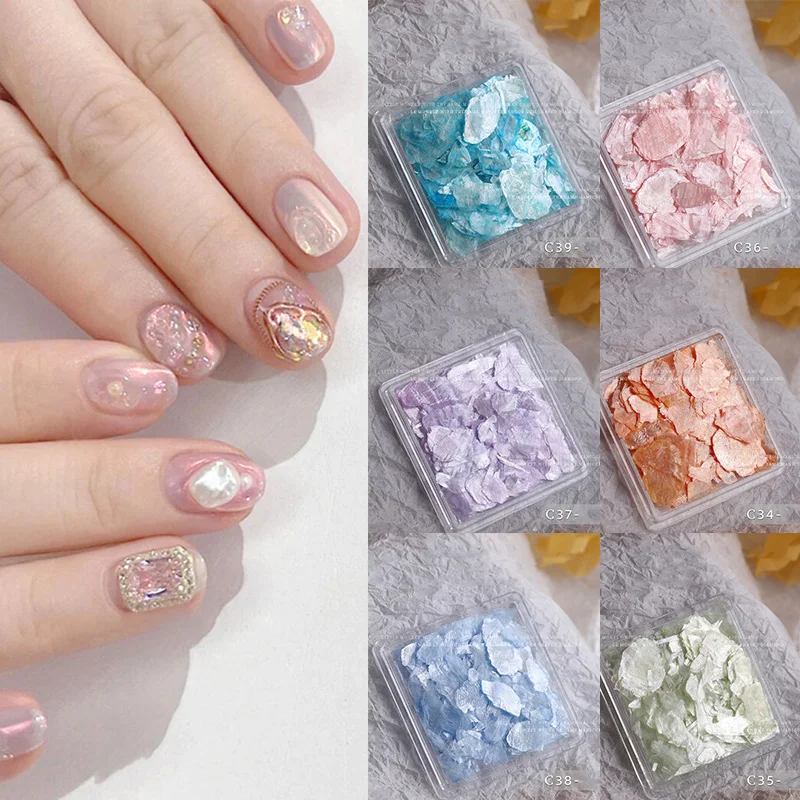 

Shell Slice 3D Nail Gems Holographic Flakes Nail Abalone Irregular Fragments Manicure Ultra Thin Nails Decal Nails Decoration
