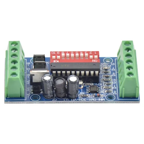 MINI-DMX-3CH-V1 3CH Easy dmx контроллер, подминиатюрный контроллер, RGB светодиодный dmx512 декодер, DC5V-24V, для фотолампы, модуль