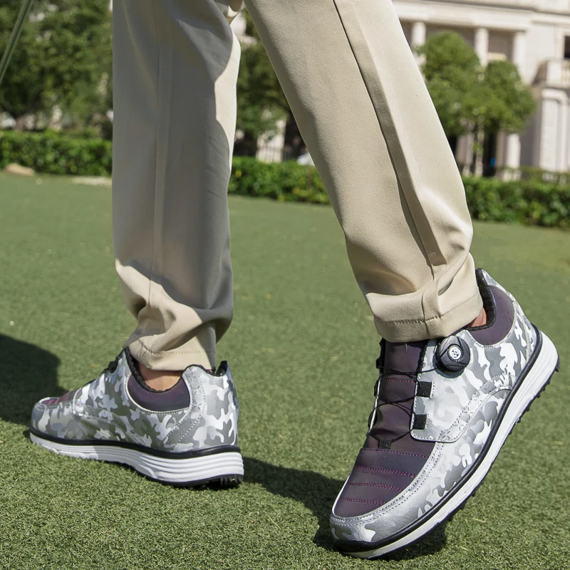 Men's Golf Shoes Quick Turn Golf Shoes Men's Non-Slip Nailless Outdoor Sneakers Men's Sports Training Golf Shoes Size 39-46