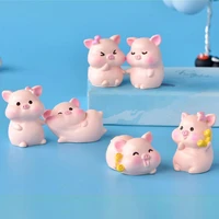 1 pcs exquisite bonsai ornament mini kids gifts crafts micro landscape cake decor pink pig model piggy figurine