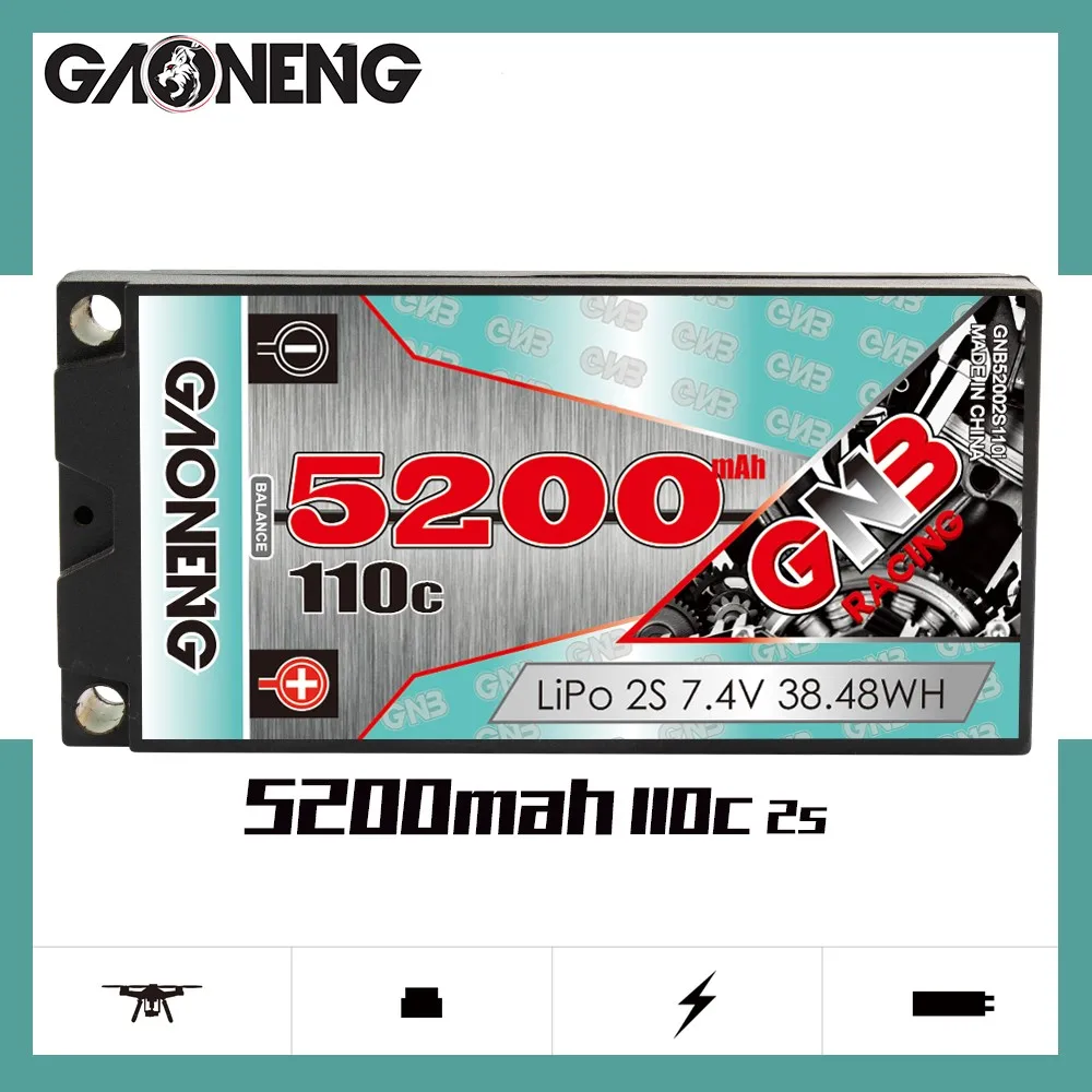 

GNB 5200mAh 2S2P 7.4V 110C Professional RC Drift Car MST Sakura D5 D5M Short Battery