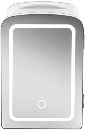 With Led Lighting 4 Liter Mini Refrigerator, Skin Care, Makeup Storage, W/mirror & Light, Chill Serum