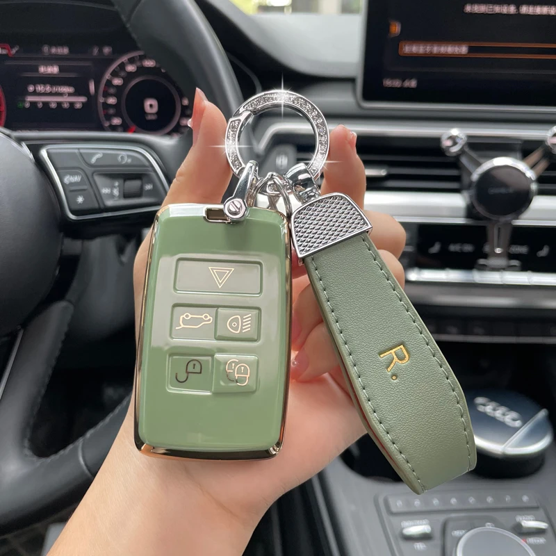 

Leather Car Key Case Cover For Land Rover Range Rover Sport Evoque Velar Discovery 5 2018 2019 2020 Jaguar XE XF E-Pace F-Pace