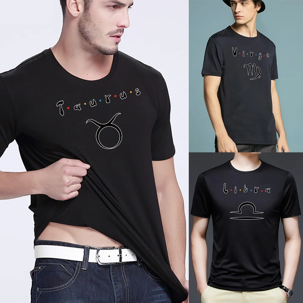 

Men's T-Shirt Harajuku Constellation Printed Clothes 2022 Summer Male Top O-neck Short Sleeve Commuter Home Tee Shirt Streetwear