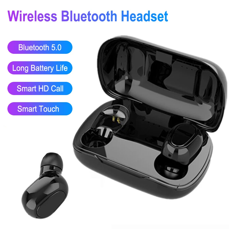 L21/Y33 Long Standby 5.0 Earphones Headset TWS Noise-Cancellation Wireless Headphone With Charging Box Stereo Earbud