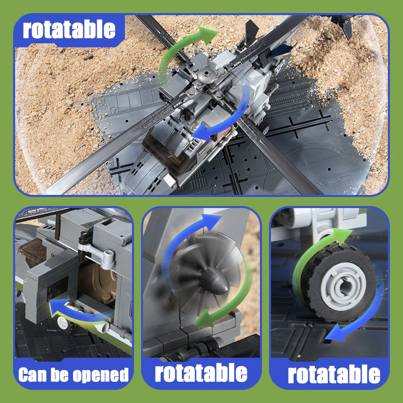 Лидер продаж 2024 военный вертолет с рысями строительные блоки игрушки модель